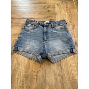 Garage Denim Shorts Women’s 27 Medium Wash Blue High Rise Rolled Hem 5 pocket